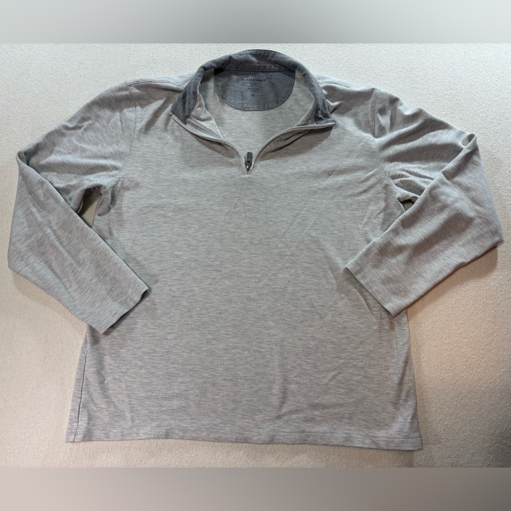 Mizzen Main Quarter Zip Mens XL Gray Performance Stretch Business Casual